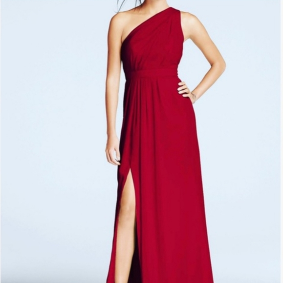 David's Bridal Dresses & Skirts - David’s Bridal One-Shoulder Chiffon Dress Size 10